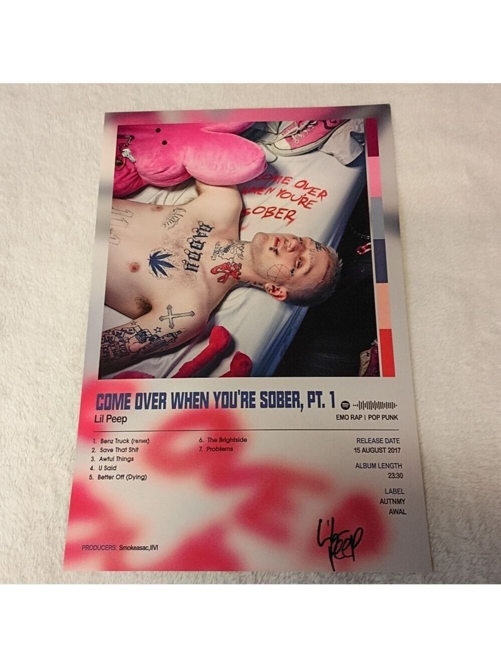 🆓 Free W/Purchase Lil Peep 'Come Over When You're Sober,